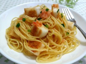 簡単ランチ♪はんぺんと明太子のパスタ