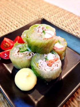 おしゃれなレタスのサラダロール