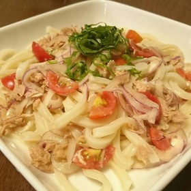 ミニトマト＆ツナ&紫玉ねぎの冷製うどん