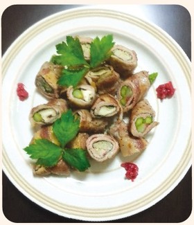 黒田さん家の肉巻しいたけとアスパラ梅しそ