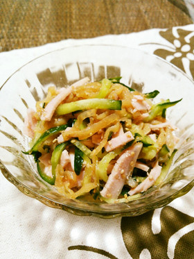 夏♡きゅうり・くらげ・ハムの中華風酢の物