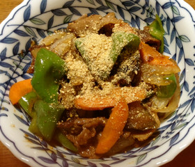 万願寺唐辛子と茄子の味噌炒め