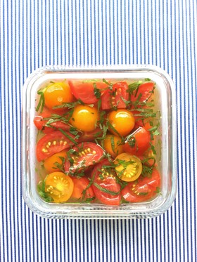 作り置き、トマトの和風マリネ。