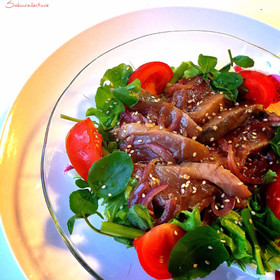 お刺身で♪カツオと玉ねぎのクレソンサラダ