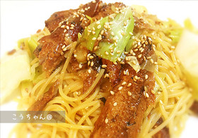 麺つゆのみ！春キャベ&さんま缶のパスタ