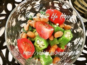 オクラ＆プチトマト☆納豆和え