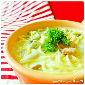 ガーリックミルクのスープパスタ♪