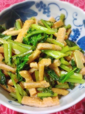めんつゆで簡単☆かぶの葉と油あげの炒め煮