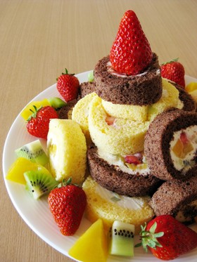 ふわふわパーティーミニロールケーキ