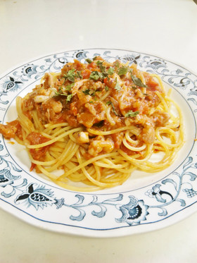 いか下足のパスタ　ボロネーゼ風