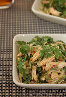 ピリ辛☆鶏肉ときゅうりのパクチーサラダ