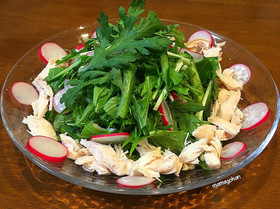 春菊と鶏ささみのサラダ