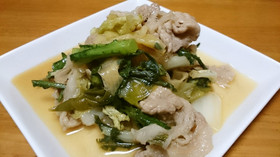 白菜と春菊と豚肉のさっぱり中華炒め♪