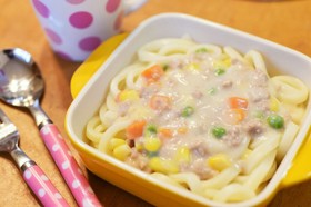 ミルク香る☆簡単シチューかけうどん