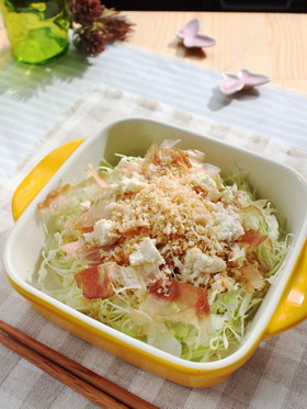 マヨパン粉で美味♡豆腐とキャベツのサラダ