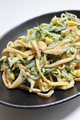 昼夕♪胡瓜スイートコーン薄焼き卵のサラダ