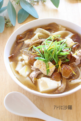 10分！とろ～り熱々♪きのこ＆豆腐うどん