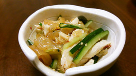 ピリ辛中華クラゲにささみ＆キュウリ♪