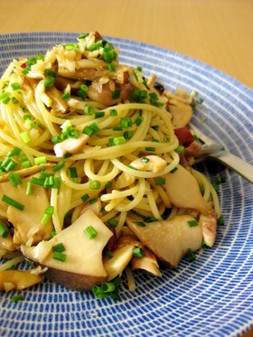アジの開きとエリンギのパスタ