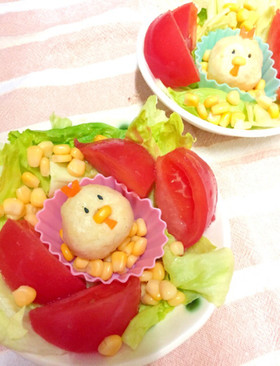 キャラ弁にも♪簡単！とりの巣カップ♪