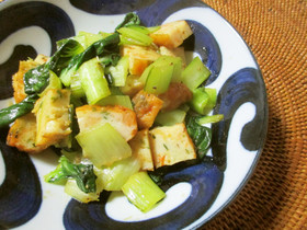 ター菜と薩摩揚・カレー風味炒め♪