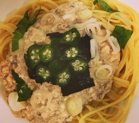 ヘルシーな梅味噌豆腐の和風クリームパスタ