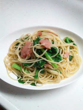 焼き豚と菜花の春パスタ