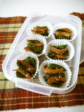 冷凍保存☆ピーマンとウインナーの金平風♪