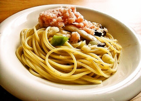 蟹缶&エリンギの和風パスタ