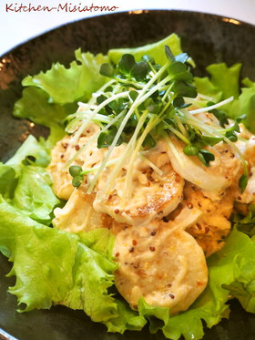 焼き長芋と帆立缶のサラダ