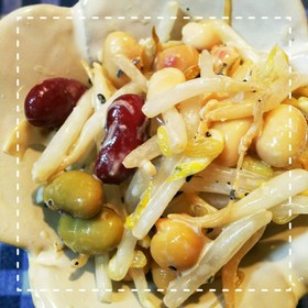 レンジだけ簡単！もやしと大豆のマヨサラダ