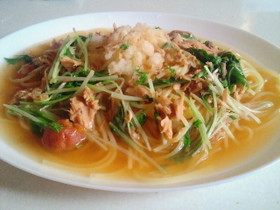 和風☆ツナと水菜の梅パスタ