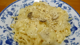 エリンギと玉ねぎの豆乳カルボナーラ♪