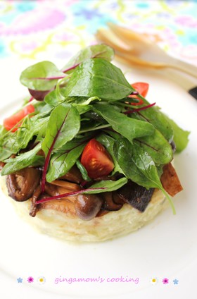 マッシュポテトと茸ソテー&リーフのサラダ