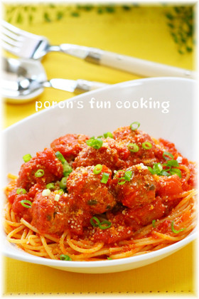 ミートボールスパゲティ＊味噌トマトソース