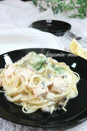 サーモンのクリームパスタ♡レモン風味♪