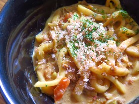 残り物♪ミルキー煮込みチーズカレーうどん