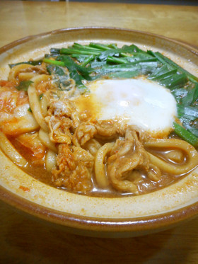 一人鍋でチゲ風煮込みうどん