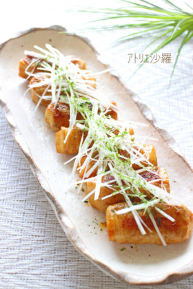 ちょい辛醤油味♪はんぺんの豚肉巻き