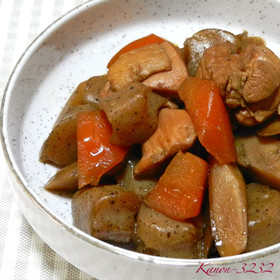 黒糖でコックリ♡鶏肉とゴボウ、人参の煮物