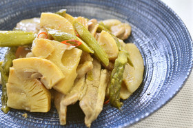 春野菜☆アスパラガスと豚バラ肉の中華炒め