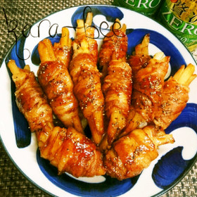 肉巻きポテトのバターソース照り焼き