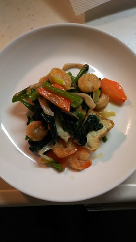 海老とほうれん草のマヨ炒め