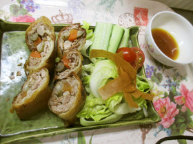 豚こまミルフィーユの春巻き