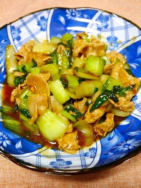 簡単！豚コマ青梗菜の中華炒め