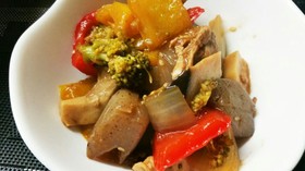 豚バラとパプリカのにんにくみそ煮