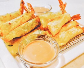 子供の日♡お弁当♡餃子の皮で海老フライ