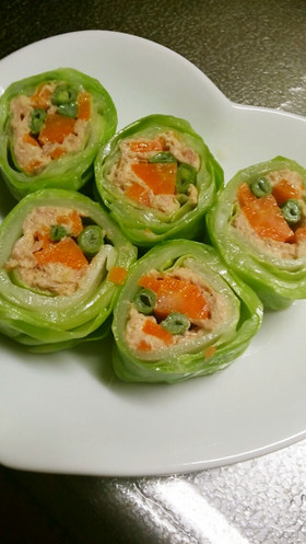 ＊お弁当用に♪ひとくちロールツナサラダ＊