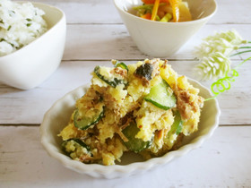 レンジで簡単☆お弁当にもサバ缶♪ポテサラ