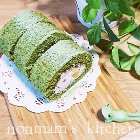 抹茶の和風ロールケーキ